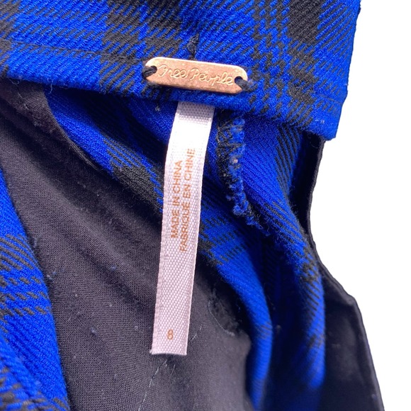 Free People Blue Plaid Pants Womens Size 8 - Picture 6 of 8